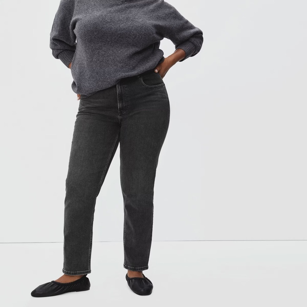NWT Everlane High Rise Curvy Cheeky Straight Jean | Sz 31 | Black